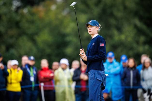 Cromvoirt , 11-09-2026 , Bernardus Golf , Solheim cup golf USA vs Europe , Friday Foursome morning session, picture shows Nelly Korda Solheim Cup  x206860685x Copyright: