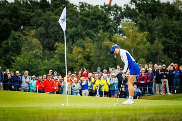 Cromvoirt , 11-09-2026 , Bernardus Golf , Solheim cup golf USA vs Europe , Friday Foursome morning session, picture shows charley Hull Solheim Cup  x206860689x Copyright: