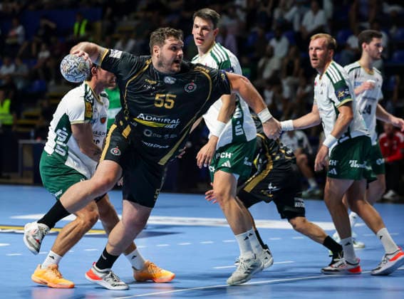 Partizan v Fuchse Berlin - EHF Champions League Tobias Wagner (C) of Partizan in action during the EHF Champions League Season 2026 2027 Group Phase match between RK Partizan v Fuchse Berlin at Aleksandar Nikolic Hall on September 10, 2026 in Belgrade, Serbia. Belgrade Serbia Copyright: xSrdjanxStevanovicx x