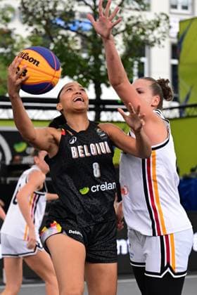 Sarah Doussou pictured during a game between Germany and Belgium, a qualifying game in Pool D at the FIBA 3x3 Europe Cup, on Friday 11 September 2026 in Antwerp. DIRKxWAEM  x185970150x