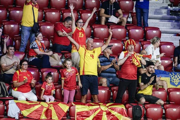 IPA88399006 - Ukrainian fans during the CEV Enel Eurovolley 2026 pool phase match between Israel and North Macedonia at Arena 8888 in Sofia, Bulgaria, on September 11, 2026  Copyright: xIvanxSxIvanov IPAxSportx xx IPA88399006