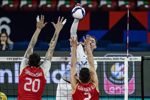 IPA88399013 - Ukraine s Yevhenii Kisiliuk in action during the CEV Enel Eurovolley 2026 pool phase match between Israel and North Macedonia at Arena 8888 in Sofia, Bulgaria, on September 11, 2026  Copyright: xIvanxSxIvanov IPAxSportx xx IPA88399013