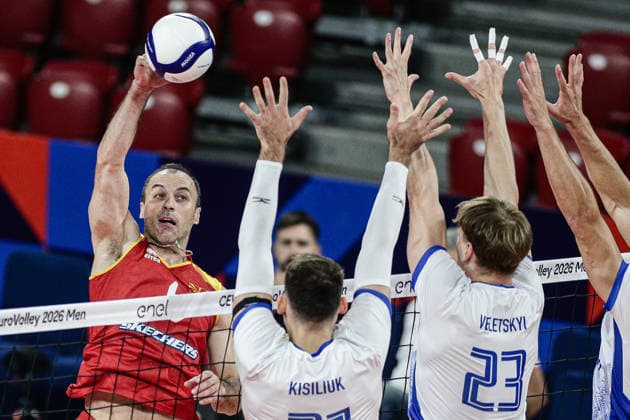 IPA88398973 - North Macedonia s Vlado Milev in action during the CEV Enel Eurovolley 2026 pool phase match between Israel and North Macedonia at Arena 8888 in Sofia, Bulgaria, on September 11, 2026  Copyright: xIvanxSxIvanov IPAxSportx xx IPA88398973
