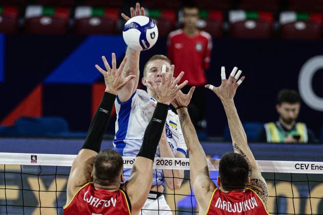 IPA88398981 - Ukraine s Tymofil Poluain in action during the CEV Enel Eurovolley 2026 pool phase match between Israel and North Macedonia at Arena 8888 in Sofia, Bulgaria, on September 11, 2026  Copyright: xIvanxSxIvanov IPAxSportx xx IPA88398981