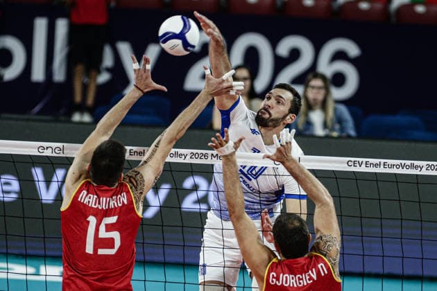 IPA88398991 - Ukraine s Yurii Semeniuk in action during the CEV Enel Eurovolley 2026 pool phase match between Israel and North Macedonia at Arena 8888 in Sofia, Bulgaria, on September 11, 2026  Copyright: xIvanxSxIvanov IPAxSportx xx IPA88398991