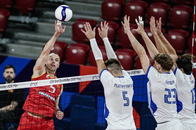 VOLLEYBALL - CEV Eurovolley Men - Pool Stage - Ukraine - North Macedonia Photo by IPA ABACAPRESS.COM88399016 - North Macedonia s Vlado Milev in action during the CEV Enel Eurovolley 2026 pool phase match between Israel and North Macedonia at Arena 8888 in Sofia, Bulgaria, on September 11, 2026 Sofia Bulgaria  Copyright: xIPAxSport ABACAx