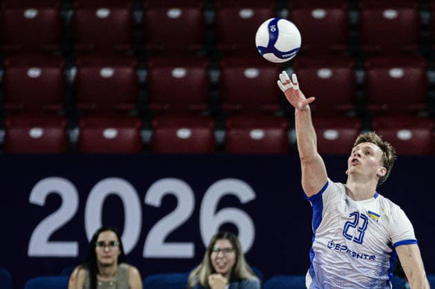 VOLLEYBALL - CEV Men s Eurovolley - Pool Phase - Ukraine - North Macedonia Photo by IPA ABACAPRESS.COM88398975 - Ukraine s Denis Veletskyi in action during the CEV Enel Eurovolley 2026 pool phase match between Israel and North Macedonia at Arena 8888 in Sofia, Bulgaria, on September 11, 2026 Sofia Bulgaria  Copyright: xIPAxSport ABACAx