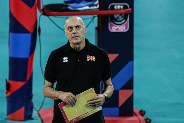 VOLLEYBALL - CEV Eurovolley Men - Pool Phase - Ukraine - North Macedonia Photo by IPA ABACAPRESS.COM88398985 - North Macedonia s head coach Josko Milenkoski during the CEV Enel Eurovolley 2026 pool phase match between Israel and North Macedonia at Arena 8888 in Sofia, Bulgaria, on September 11, 2026 Sofia Bulgaria  Copyright: xIPAxSport ABACAx