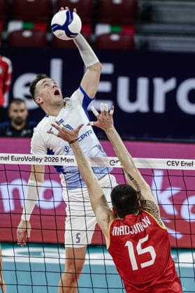 VOLLEYBALL - CEV Eurovolley Men - Pool Phase - Ukraine - North Macedonia Photo by IPA ABACAPRESS.COM88398980 - Ukraine s Oleh Plotnytskyi in action during the CEV Enel Eurovolley 2026 pool phase match between Israel and North Macedonia at Arena 8888 in Sofia, Bulgaria, on September 11, 2026 Sofia Bulgaria  Copyright: xIPAxSport ABACAx