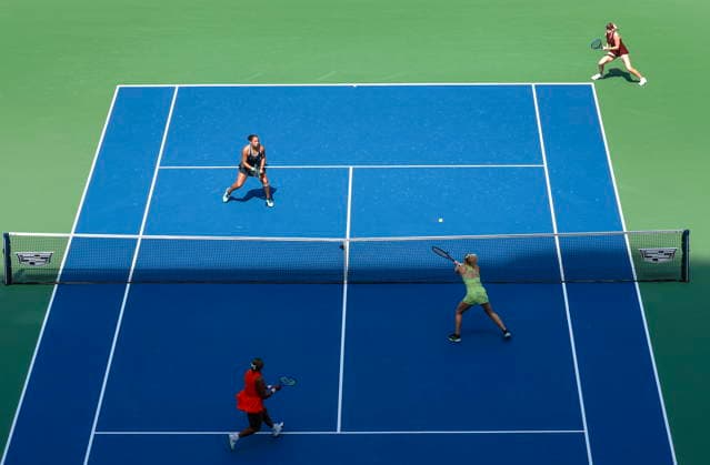 US Open tennis tournament - Day 13 Katerina Siniakova of Czech Republic (C) in action as she plays alongside teammate Taylor Townsend of United States during their Women s Doubles Final match against Ashlyn Krueger of United States and Robin Montgomery of United States at Arthur Ashe Stadium in the USTA Billie Jean King National Tennis Center in Flushing Meadows, New York, USA, 11 September 2026. FLUSHING MEADOWS NEW YORK United States  Copyright: xCRISTOBALxHERRERA-ULASHKEVICHx