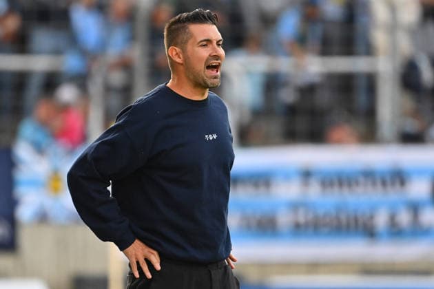 Coach Alper KAYABUNAR 1860, single image, cropped close-up,half-length portrait, half-figure, Bavarian Regional League soccer, 2026–2027 season, Matchday 8: TSV 1860 Munich vs. Schwaben Augsburg on September 11, 2026, at Grünwalder Stadium in Munich