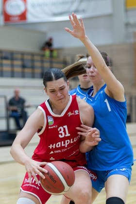 Paula Wenemoser (Lions), 31, Tereza Sykorova (Sharks), 1, Lions vs. KB Sharks Würzburg, Women s Basketball, Exhibition Game, 1st Bundesliga, 2nd Bundesliga South, DBBL, 2026–27 season, November 9, 2026, SWH Arena, Saxony-Anhalt, Germany