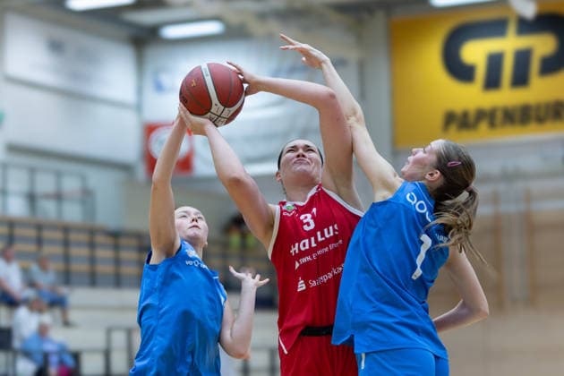 Neire Mihailescu (Sharks), 15, Paula Wenemoser (Lions), 31, Tereza Sykorova (Sharks), 1, Halfit (Lions) vs. KB Sharks Würzburg, Women, Basketball, Exhibition Game, 1st Bundesliga, 2nd Bundesliga South, DBBL, 2026–27 season, November 9, 2026, SWH Arena, Saxony-Anhalt, Germany