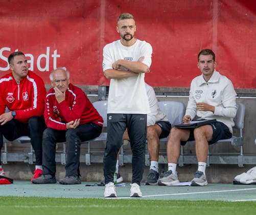 Marco Zupur, Head Coach, TSV 1847 Schwaben Augsburg (GER), TSV 1860 Munich vs. TSV Schwaben Augsburg, Soccer, Bavarian Regional League, Matchday 8, 2026–2027 Season, September 11, 2026 DFL and DFB regulations prohibit any use of photographs as image sequences and or quasi-video. Photo: HMB Media, Heike Feiner Copyright: HMBxMedia HeikexFeiner