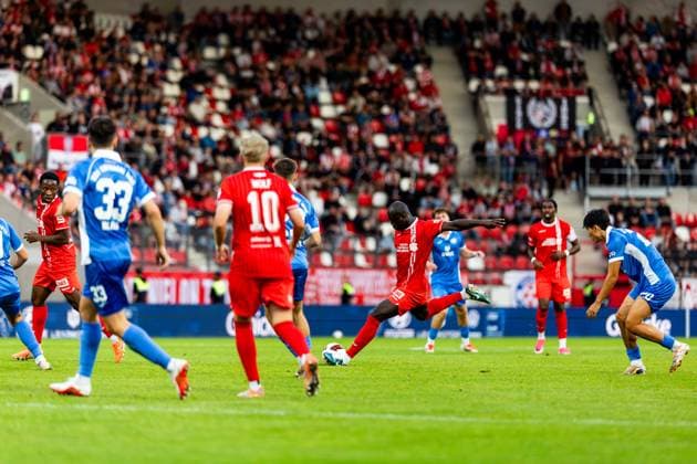 September 11, 2026, GER, Soccer, Men, 2026–2027 Season, Regionalliga Northeast, Matchday 8, FC Rot-Weiss Erfurt vs. RSV Eintracht 1949 (Regionaler Sportverein Eintracht 1949 e.V., Stahnsdorf, Brandenburg) Raphael Assibey Mensah FC Rot-Weiss Erfurt 99096 Erfurt Steigerwaldstadion, grass field, Thuringia, Germany