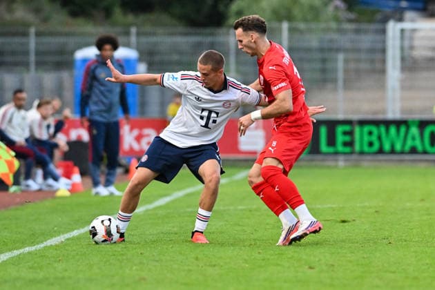 Bavarian Regional League: TSV Buchbach vs. FC Bayern Munich II, September 11, 2026, BUCHBACH, GERMANY September 11, in a matchup featuring Yll GASHI (FC Bayern Munich II, 9) and Faton DZEMAILJI (TSV Buchbach, 15) during the Bavarian Regional League match between TSV Buchbach and FC Bayern’s reserve team on Matchday 8 at the SMR Arena Copyright: xBEAUTIFULxSPORTS Goldbergx