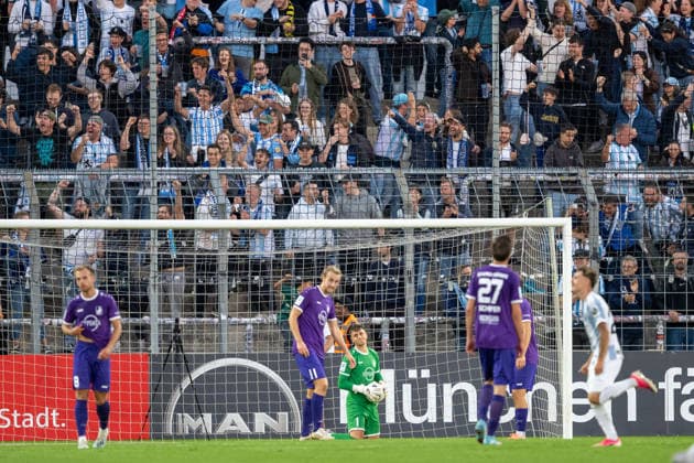 Maximilian Reil 1 TSV Schwaben Augsburg, down 2-0, disappointed, TSV 1860 Munich vs. TSV Schwaben Augsburg, soccer, Bavarian Regional League, Matchday 8, September 11, 2026. DFB regulations prohibit any use of photographs as image sequences and or quasi-video. Munich, Bavaria, Germany Copyright: xkolbert-press UlrichxGamelx