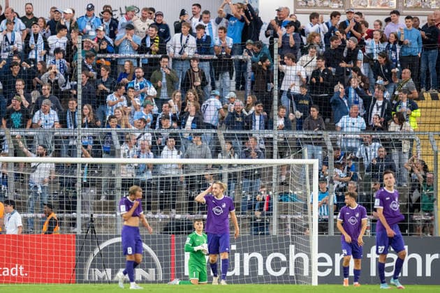 Maximilian Reil 1 TSV Schwaben Augsburg, down 2-0, disappointed, TSV 1860 Munich vs. TSV Schwaben Augsburg, soccer, Bavarian Regional League, Matchday 8, September 11, 2026. DFB regulations prohibit any use of photographs as image sequences and or quasi-video. Munich, Bavaria, Germany Copyright: xkolbert-press UlrichxGamelx