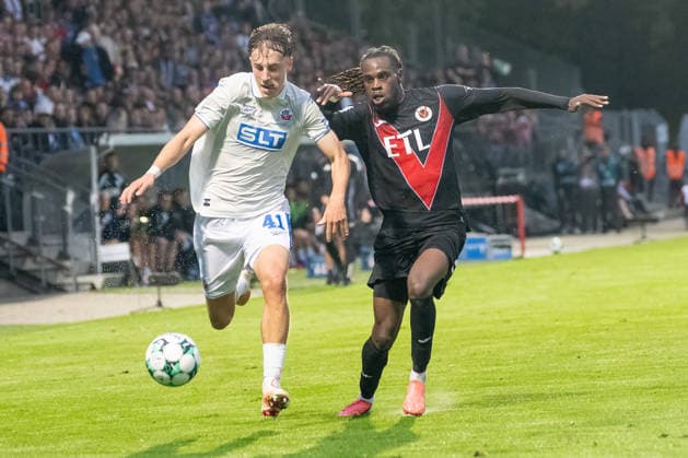 Tackle between Yannick Michaelis (FC Hansa Rostock, 41) and Yannick Tonye (Viktoria Cologne, 07); FC Viktoria Cologne vs. FC Hansa Rostock, Soccer, 3rd Division, Matchday 5, 2026–2027 Season, September 11, 2026 DFL and DFB regulations prohibit any use of photographs as image sequences and or quasi-video. FC Viktoria Cologne vs. FC Hansa Rostock, soccer, 3rd Division, Matchday 5, 2026–2027 season, September 11, 2026, Cologne Copyright: xEibner-Pressefoto ThomasxHaeslerx EP_THR