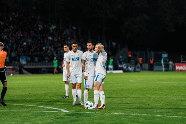 Germany, Soccer, Men s 3rd Division 2026–2027, Matchday 5: FC Viktoria Köln vs. FC Hansa Rostock. Köln was awarded a free kick after a foul on Leon Dajaku (Hansa Rostock) by Tim Kloss (FC Viktoria Köln) in the 43rd minute; the free kick was taken by Andreas Voglsammer (Hansa Rostock) in the 18th minute, 9 Copyright: xThiemoxRudolphx