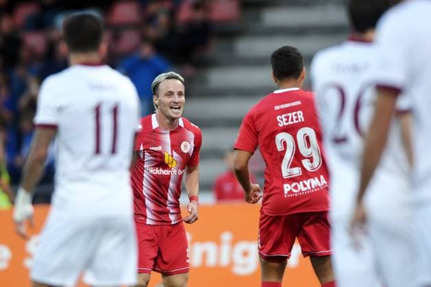 Celebration after the goal, goal to make it 1–0: Mirnes Pepic (KSV Hessen Kassel 20), Cemal Sezer (KSV Hessen Kassel 29), GER, KSV Hessen Kassel vs. Kickers Offenbach, soccer, Regionalliga Southwest, 2026–2027 season, Matchday 7, September 11, 2026, GER, Soccer, Regionalliga Southwest, KSV Hessen Kassel vs. Kickers Offenbach, September 11, 2026, Kassel Copyright: xRolandxSippelx-xEibner-Pressefotox EP_RSL