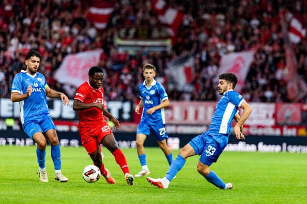 September 11, 2026, GER, Soccer, Men, 2026–2027 Season, Regionalliga Northeast, Matchday 8, FC Rot Weiss Erfurt vs. RSV Eintracht 1949 Regionaler Sportverein Eintracht 1949 e.V., Stahnsdorf, Brandenburg; Aleksandar Bilbija, RSV Eintracht 1949, Benjika Caciel FC Rot Weiss Erfurt 99096 Erfurt Steigerwaldstadion, natural grass field, Thuringia, Germany
