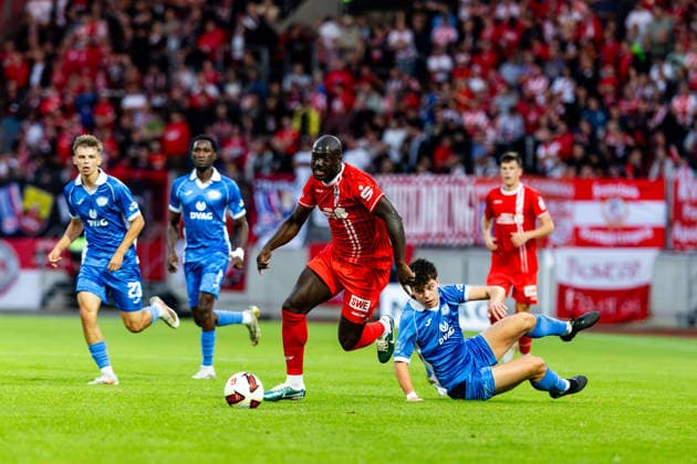 September 11, 2026, GER, Soccer, Men, 2026–2027 Season, Regionalliga Northeast, Matchday 8, FC Rot-Weiss Erfurt vs. RSV Eintracht 1949 (Regionaler Sportverein Eintracht 1949 e.V., Stahnsdorf, Brandenburg) Raphael Assibey Mensah FC Rot-Weiss Erfurt 99096 Erfurt Steigerwaldstadion, grass field, Thuringia, Germany