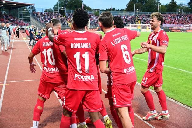 September 11, 2026 xkhx Kassel, Auestadion, Regionalliga Southwest, 2026–2027 Season, KSV Hessen Kassel vs. Kickers Offenbach OFC, Celebrations after Sercan Sararer s goal to make it 2–0, 10, Hessen Kassel