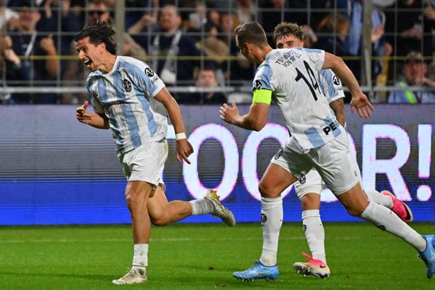 Goal celebration by Tunay DENIZ of TSV 1860 Munich after the goal that made it 3–0, Celebration, joy, excitement, action—Bavarian Regional League soccer, 2026–2027 season, Matchday 8: TSV 1860 Munich vs. Schwaben Augsburg on September 11, 2026, at the Grünwalder Stadium in Munich