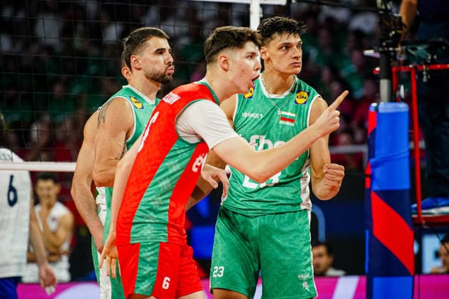 Volleyball - CEV EuroVolley 2026 Group B - Portugal vs Bulgaria - 09.11.2026 SOFIA, BULGARIA - September 11th: Aleksandar Nikolov, 23 of Bulgaria, Martin Atanasov, 4 of Bulgaria and Zhasmin Velichkov, 6 of Bulgaria during CEV EuroVolley 2026, Group B match between Portugal vs Bulgaria at Arena 8888 in Sofia, Bulgaria, on September 11th, 2026 in Sofia, Bulgaria. Copyright: xYulianxTodorovx