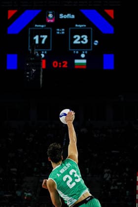 Volleyball - CEV EuroVolley 2026 Group B - Portugal vs Bulgaria - 09.11.2026 SOFIA, BULGARIA - September 11th: Aleksandar Nikolov, 23 of Bulgaria during CEV EuroVolley 2026, Group B match between Portugal vs Bulgaria at Arena 8888 in Sofia, Bulgaria, on September 11th, 2026 in Sofia, Bulgaria. Copyright: xYulianxTodorovx