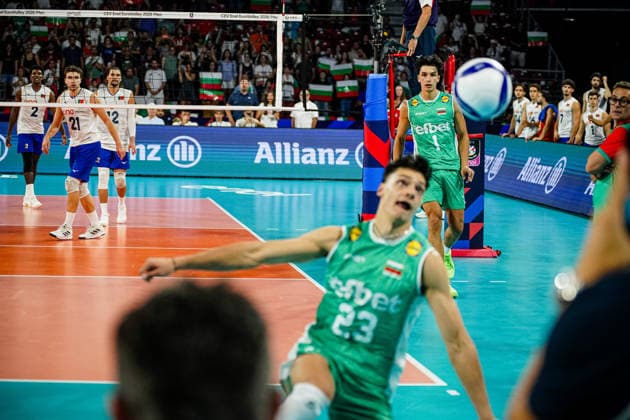 Volleyball - CEV EuroVolley 2026 Group B - Portugal vs Bulgaria - 09.11.2026 SOFIA, BULGARIA - September 11th: Aleksandar Nikolov, 23 of Bulgaria, Simeon Nikolov, 1 of Bulgaria and Gianlorenzo Blengini, Head Coach of Bulgaria during CEV EuroVolley 2026, Group B match between Portugal vs Bulgaria at Arena 8888 in Sofia, Bulgaria, on September 11th, 2026 in Sofia, Bulgaria. Copyright: xYulianxTodorovx