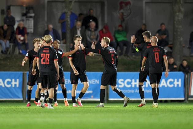 September 11, 2026, Men s Soccer, 2026–2027 Season, Bavarian Regional League, Matchday 8: TSV Aubstadt vs. SpVgg Unterhaching. SpVgg Unterhaching celebrates the 2–2 tie thanks to a goal by Jeroen Krupa in the 9th minute. SpVgg Unterhaching vs. Sulzfeld at Schulstadion Aubstadt, NGN Arena, Bavaria, Germany