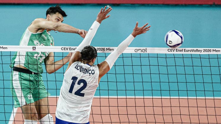 VOLLEYBALL - CEV Eurovolley Men - Portugal vs. Bulgaria Photo by IPA ABACAPRESS.COM88406114 - Bulgaria s Aleksandar Nikolov in action during the CEV Enel Eurovolley 2026 pool phase match between Portugal and Bulgaria at Arena 8888 in Sofia, Bulgaria, on September 11, 2026 Sofia Bulgaria  Copyright: xIPAxSport ABACAx