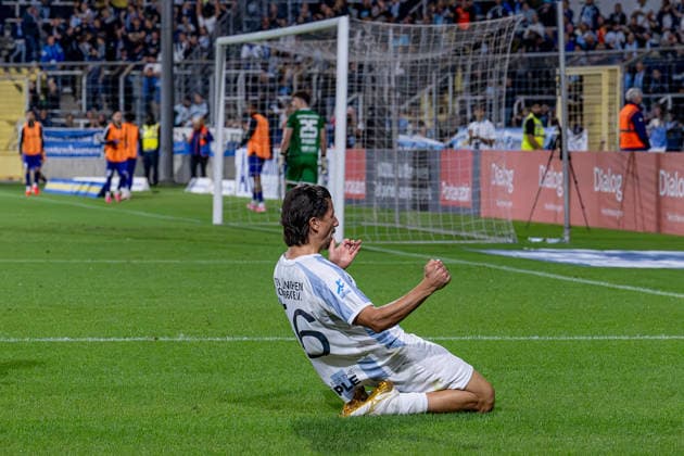 Tunay Deniz of TSV 1860 Munich, 36, celebrates his goal to make it 3–0 in front of the Westkurve GER, TSV 1860 Munich vs. TSV Schwaben Augsburg, soccer, Bavarian Regional League, Matchday 8, 2026–2027 season, September 11, 2026 DFL DFB regulations prohibit any use of photographs as image sequences and or quasi-video. Photo: HMB Media, Heike Feiner Copyright: HMBxMedia HeikexFeiner