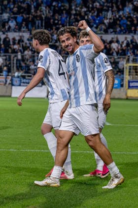 Tunay Deniz of TSV 1860 Munich, 36, celebrates his goal to make it 3–0 for Germany, TSV 1860 Munich vs. TSV Schwaben Augsburg, soccer, Bavarian Regional League, Matchday 8, 2026–2027 season, September 11, 2026 DFL and DFB regulations prohibit any use of photographs as image sequences and or quasi-video. Photo: HMB Media, Heike Feiner Copyright: HMBxMedia HeikexFeiner
