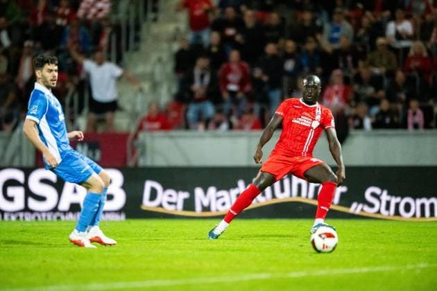 SOCCER REGIONAL LEAGUE NORTHEAST 2026–2027 SEASON, MATCHDAY 8: FC ROT WEISS ERFURT vs. RSV EINTRACHT 1949 ** FOR EDITORIAL USE ONLY ** ** p 11 09 2026 Erfurt Soccer Northeast Regional League Matchday 8, 2026–2027 Season, Steigerwaldstadion: FC Rot Weiss Erfurt vs. RSV Eintracht 1949. In the photo: Raphael Assibey Mensah, No. 7, of FC Rot Weiss Erfurt, scores the scene to make it 2–0 for Erfurt, Germany, Thuringia, Erfurt. Copyright SaschaxFromm Copyright: SaschaxFromm doc87k4tg60mv917231u8jc ,EDITORIAL USE ONLY Copyright: SaschaxFromm