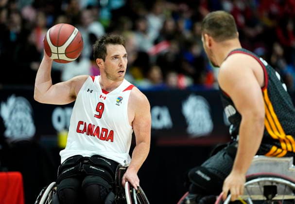 September 11, 2026, Ottawa, On, CANADA: Canada s Colin Higgins (9) looks to make a pass as Germany s Matthias Guntner (6) defends,..during first half of IWBF Wheelchair Basketball World Championships men s group stage action, in Ottawa, on Friday, Sept. 11, 2026. Canada News - September 11, 2026 - ZUMAc35_ 20260911_zaf_c35_043 Copyright: xJustinxTangx