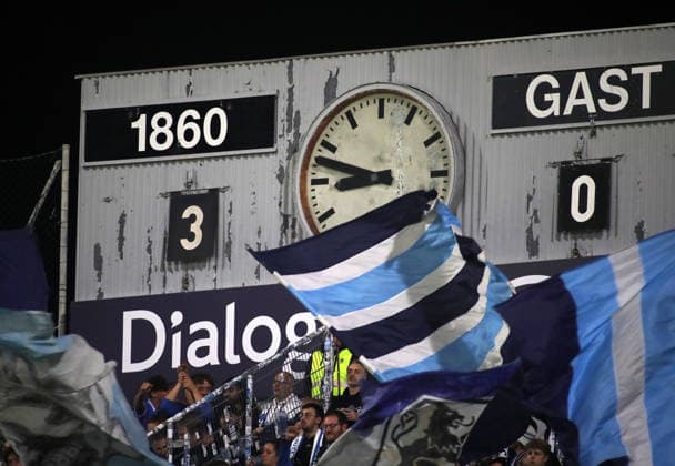 Soccer, Men s, Bavarian Regional League, 2026–2027 Season, TSV 1860 Munich vs. Schwaben Augsburg, Grünwalder Stadium, Final Score 3–0 on the scoreboard