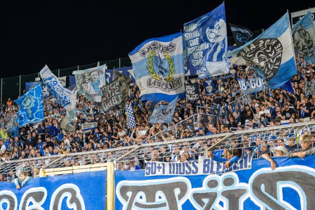 TSV 1860 Munich fans are euphoric after the 3–0 win, TSV 1860 Munich vs. TSV Schwaben Augsburg, Soccer, Bavarian Regional League, Matchday 8, September 11, 2026. DFB regulations prohibit any use of photographs as image sequences and or quasi-video. Munich, Bavaria, Germany Copyright: xkolbert-press UlrichxGamelx