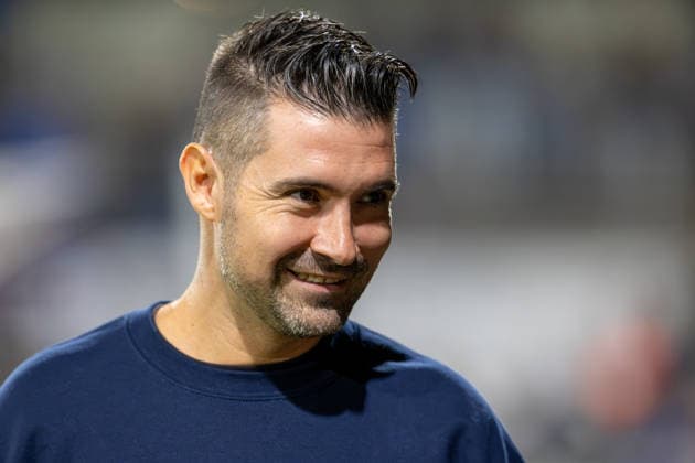 An overjoyed Alper Kayabunar, head coach of TSV 1860 Munich, after the 3-0 victory, TSV 1860 Munich vs. TSV Schwaben Augsburg, soccer, Bavarian Regional League, Matchday 8, September 11, 2026. DFB regulations prohibit any use of photographs as image sequences and or quasi-video. Munich, Bavaria, Germany Copyright: xkolbert-press UlrichxGamelx