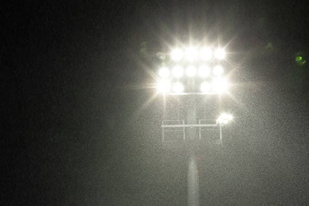 3rd Division: FC Viktoria Köln vs. Hansa Rostock, September 11, 2026. Stock photo: floodlight tower in the rain. 3rd Division: FC Viktoria Köln vs. Hansa Rostock, Sportpark Höhenberg, Cologne, September 11, 2026. DFB regulations prohibit any use of photographs as image sequences and or quasi-video. Copyright: xBEAUTIFULxSPORTS Buriakovx