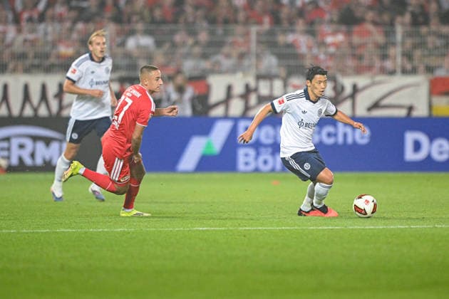 11.09.2026, Fussball, Saison 2026 2027, Bundesliga, 1. FC Union Berlin - FC Schalke 04, Marin LjubiÄiÄ‡ (1. FC Union Berlin), Hee-chan Hwang (FC Schalke 04) xRHR-FOTO YYx *** September 11, 2026, Soccer, 2026–2027 Season, Bundesliga, 1. FC Union Berlin vs. FC Schalke 04, Marin LjubiciÄ‡ 1 FC Union Berlin, Hee-chan Hwang, FC Schalke 04 xRHR PHOTO YYx Copyright: KROEGER RHR-FOTOx RHR-FOTO YY