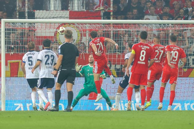 11.09.2026, xtgx, Fussball - 1.Bundesliga Union Berlin - FC Schalke 04 v.l. Tor zum 1:2 durch Tim Sharke (Union Berlin, 21) (DFL DFB REGULATIONS PROHIBIT ANY USE OF PHOTOGRAPHS as IMAGE SEQUENCES and or QUASI-VIDEO) Berlin *** September 11, 2026, xtgx, Soccer, Bundesliga 1, Union Berlin vs. FC Schalke 04, goal for 1–2 by Tim Sharke, Union Berlin, 21. DFL and DFB regulations prohibit any use of photographs as image sequences and or quasi-video, Berlin