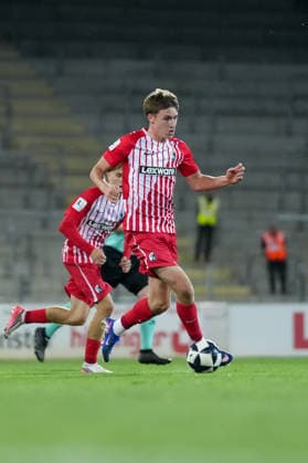 Jack James SC Freiburg II, 14 on the Ball, Germany, Soccer, Regionalliga Southwest, Matchday 7, 2026–2027, SC Freiburg II vs. SV Sandhausen, September 11, 2026, Dreisamstadion, Freiburg, Dreisamstadion, Baden-Württemberg, Germany Copyright: xArnexAmbergx