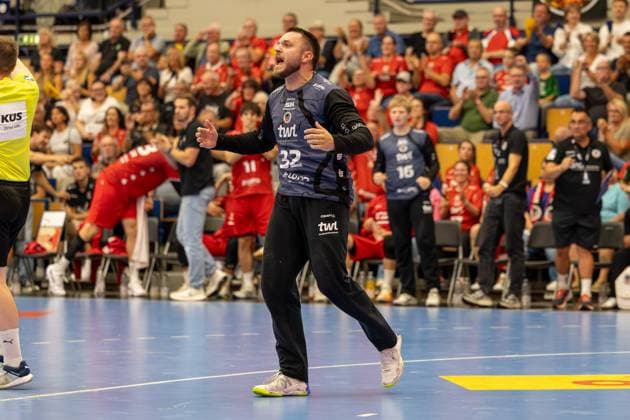 Janis Boieck (32, Ludwigshafen) brachte mit seinen Paraden in der 2. Halbzeit die Großwallstadter zur Verzweiflung