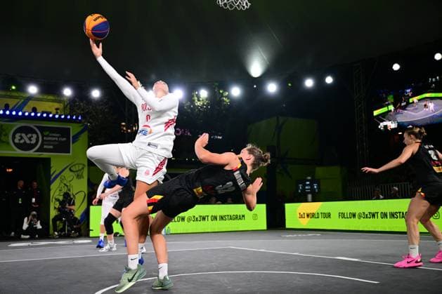 Heleen Nauwelaers pictured during a 3x3 basketball game between Poland and Belgium, a qualifying game in Pool D at the FIBA 3x3 Europe Cup, on Friday 11 September 2026 in Antwerp. DIRKxWAEM  x186014657x