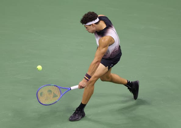 September 11, 2026, New York City, New York, USA: BEN SHELTON of USA during the match against F. Tiafoe of USA in the semifinals of Grand Slam tournament US Open. New York, USA. New York City USA - ZUMAc278 20260911_zsp_c278_051 Copyright: xMarcinxCholewinskix