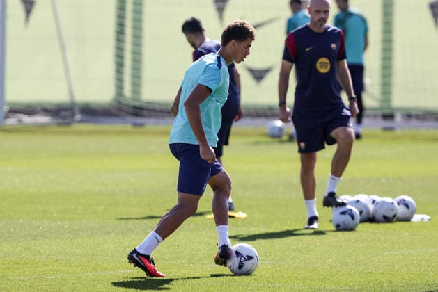 September 12, 2026, Sant Joan Despi, Barcelona, Spain: Hamza Abdelkarim during the training day of FC Barcelona, Barca ahead the Spanish League, Laliga EA Sports, football match against Levante UD at Ciudad Esportiva Joan Gamper on September 12, 2026 in Sant Joan Despi, Barcelona, Spain. FC Barcelona Training And press conference, PK, Pressekonferenz - LaLiga EA Sports - ZUMAa181 20260912_zaa_a181_007 Copyright: xJavierxBorregox