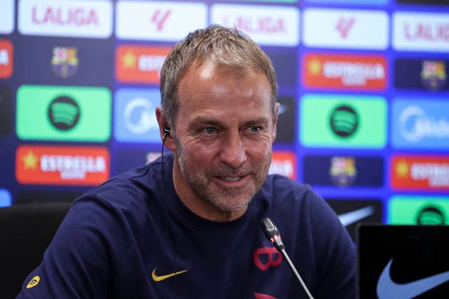 September 12, 2026, Sant Joan Despi, Barcelona, Spain: Hansi Flick, head coach of FC Barcelona, Barca attends his press conference, PK, Pressekonferenz during the training day of FC Barcelona ahead the Spanish League, LaLiga EA Sports, football match against Levante UD at Ciudad Esportiva Joan Gamper on September 12, 2026 in Sant Joan Despi, Barcelona, Spain. FC Barcelona Training And Press Conference - LaLiga EA Sports - ZUMAa181 20260912_zaa_a181_024 Copyright: xJavierxBorregox